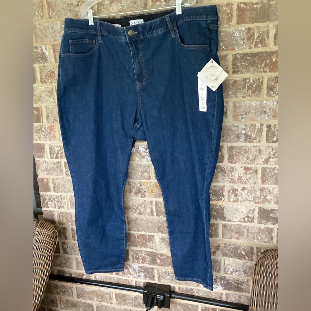 Ava & Viv Skinny Jeans 26 Mid Rise Skinny Dark Wash NWT - Picture 3 of 15
